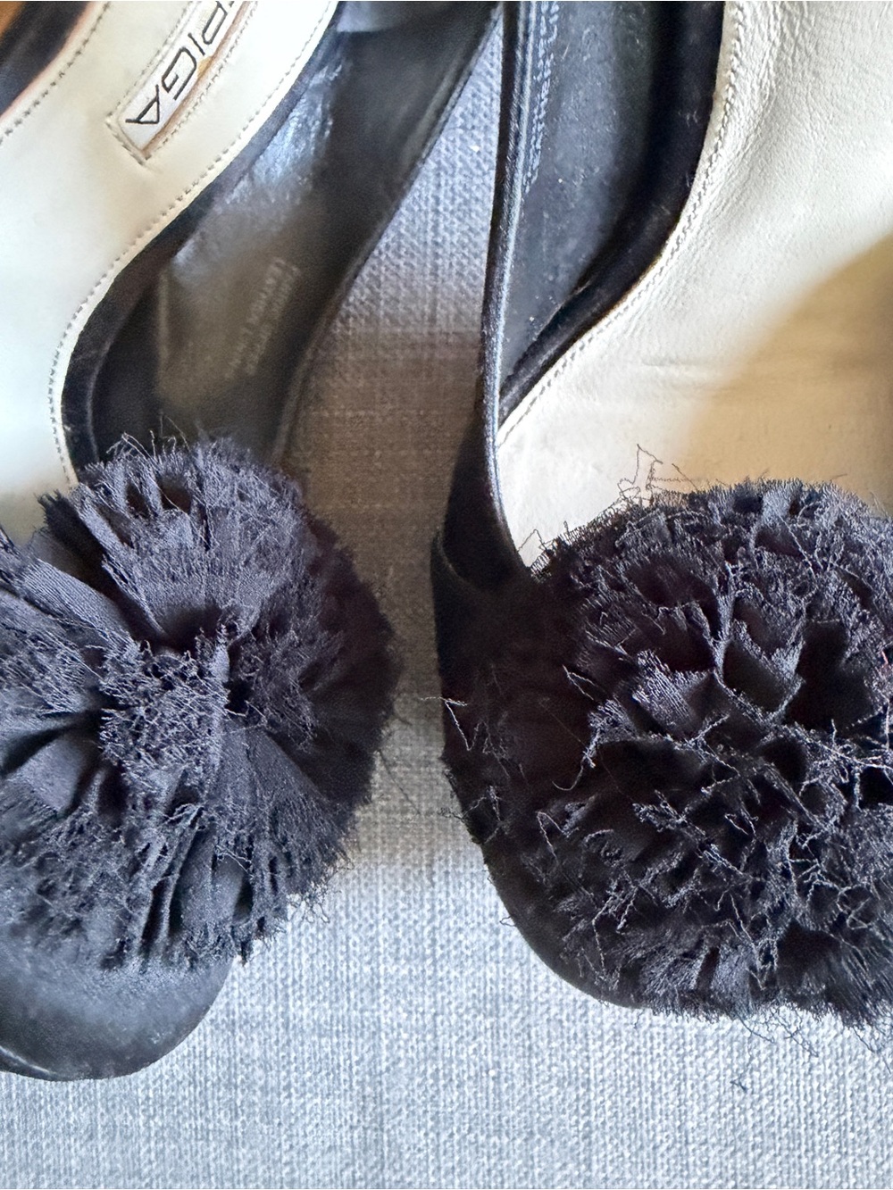 VIA SPIGA Black Pom Ballet Flats - Women's Slip-On Shoe SIZE 6M